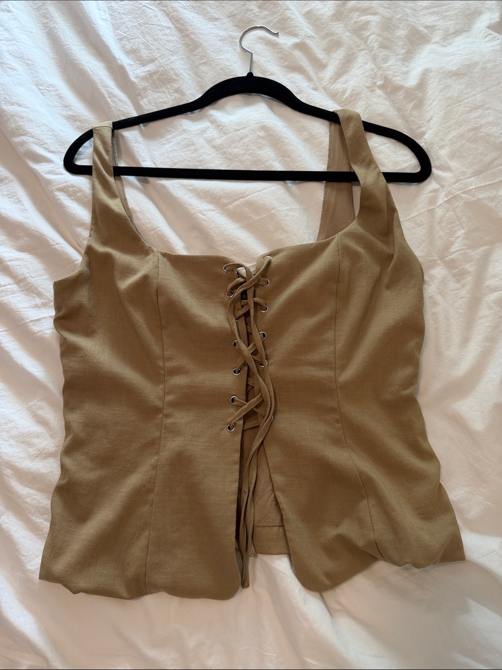 Dynamite Olive Lace-Up Camisole
